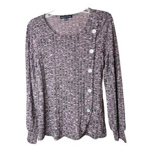 Adrienne Vittadini Women’s Textured Pink/Black Long Sleeve Tunic SZ S